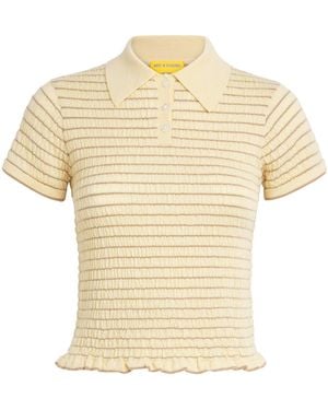 Guest In Residence Cashmere Smocked Shrunken Polo Shirt - Natural