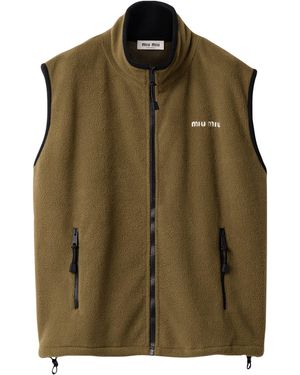 Miu Miu Fleece Jersey Gilet - Green