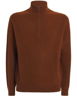 Vince Cashmere Quarter-Zip Sweater - Brown