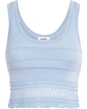 Sandro Pointelle Crop Top - Blue