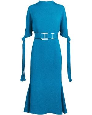 Edeline Lee Jacquard Belted Pedernal Midi Dress - Blue