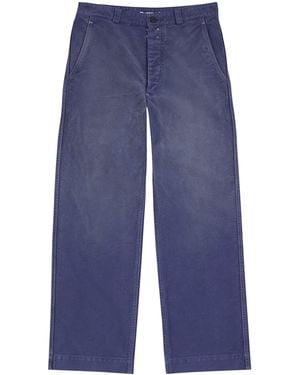AURALEE Garment-Dyed Organic Cotton Pants - Blue