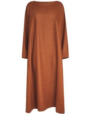 Eskandar Wool-Silk Caucuasus Dress - Brown