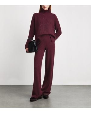 Allude Wool-Cashmere Crystal-Embellished Trousers - Red