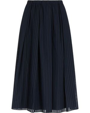Theory Linear Cotton Stripe Midi Skirt - Blue