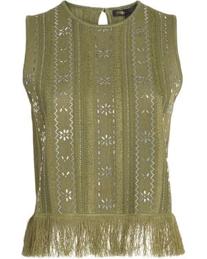 Maje Beaded Fringed Tank Top - Green