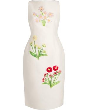 LEO LIN Wool-Silk Eleanor Midi Dress - White