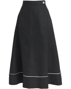 Agnona Linen Midi Skirt - Black
