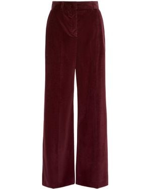 Weekend by Maxmara Cotton Corduroy Wide-Leg Trousers - Red