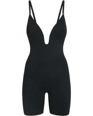Spanx Shape Suit Your Fancy Plunge Mid-Thigh Bodysuit - Black