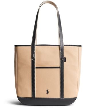 Polo Ralph Lauren Medium Canvas Shopper Tote Bag - Natural