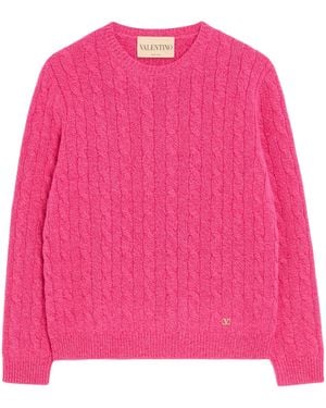 Valentino Virgin Wool Cable-Knit Jumper - Pink