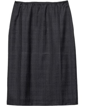 Prada Wool Check Midi Skirt - Black