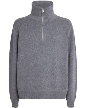 FRAME Wool-Cotton Half-Zip Jumper - Grey