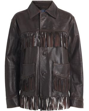 Polo Ralph Lauren Fringed Leather Jacket - Black