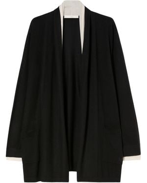Marina Rinaldi Wool-Silk Waterfall Cardigan - Black