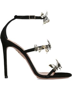 Aquazzura Leather Papillon Sauvage Sandals 105 - Black