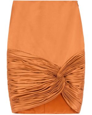 Valentino Satin Draped Plissé Mini Skirt - Orange