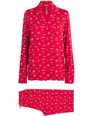 Skims Modal-Blend Festive Print Pajama Set - Red