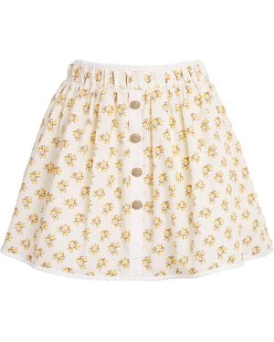 Maje Printed Button-Front Mini Skirt - Natural