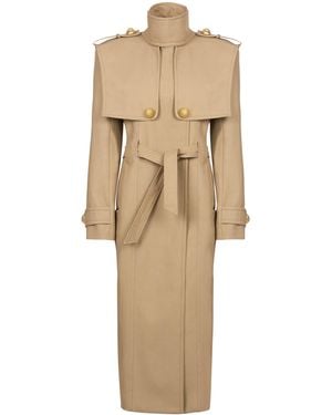 Balmain Belted Trench Coat - Natural