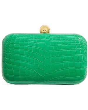 Ethan K Crocodile Leather Clutch Bag - Green