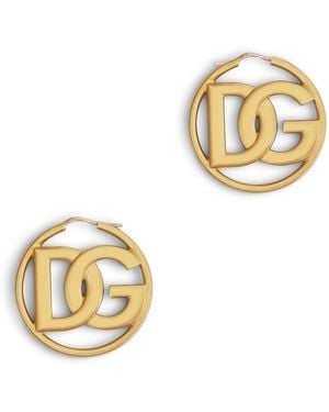 Dolce & Gabbana Logo Hoop Earrings - Metallic