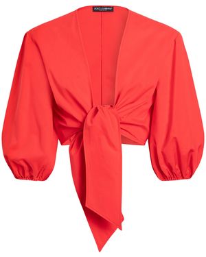 Dolce & Gabbana Cotton Poplin Crop Top - Red