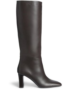 Max Mara Smooth Leather Knee-High Boots 75 - Black