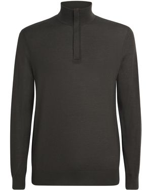N.Peal Cashmere Cashmere-Silk Regent Quarter-Zip Jumper - Black