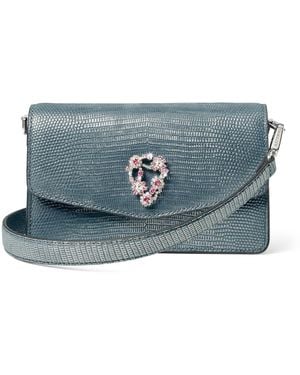 Aspinal of London Leather Snakeskin-Embossed Eliza Clutch Bag - Blue