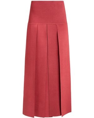 Alaïa Pleated Midi Skirt - Red