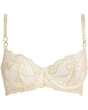 Bordelle Embroidered Pearl Balconette Bra - Natural
