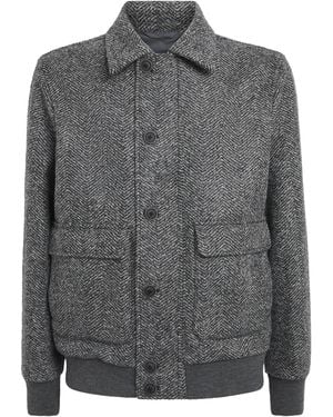 Herno Virgin Wool Herringbone Bomber Jacket - Gray