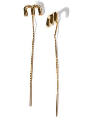 Miu Miu Chain-Pendant Stud Earrings - White