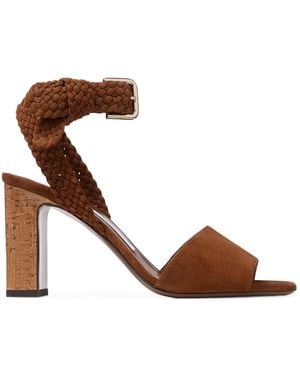 Jimmy Choo Rori 85 Suede Braided Sandals - Brown