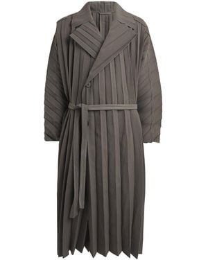 Homme Plissé Issey Miyake Pleated Overcoat - Grey