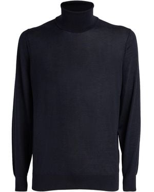 Pal Zileri Wool-Silk Rollneck Jumpers - Blue