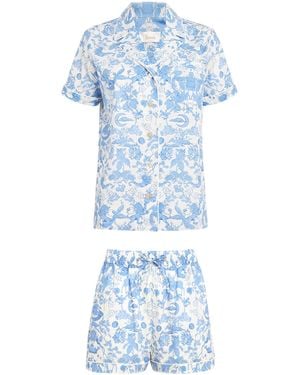 Harrods Cotton Short-Sleeve Pyjama Set - Blue