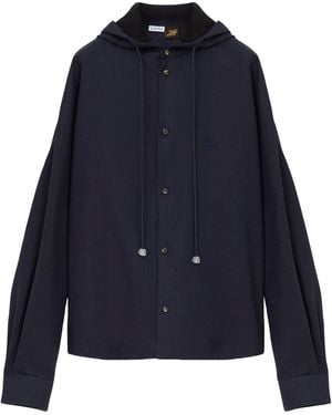 Loewe X Paula's Ibiza Linen-Blend Hooded Anagram Shirt - Blue