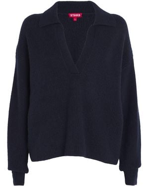 STAUD Ruston V-Neck Jumper - Blue