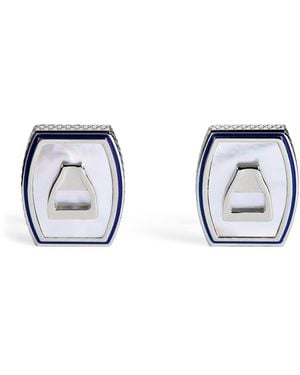 Tateossian Palladium Mother-Of-Pearl-Detail Ascot Cufflinks - Metallic