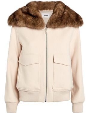 Yves Salomon Fur-Collar Bomber Jacket - Natural