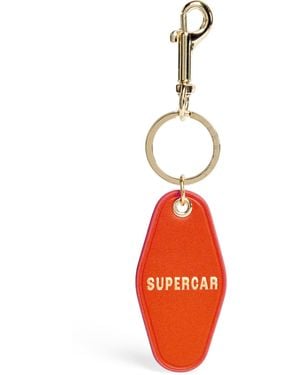 Harrods Leather Supercar Keyring - White