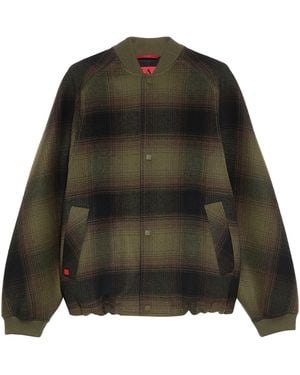 MAX&Co. Virgin Wool Plaid Bomber Jacket - Green