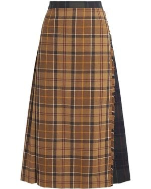 Barbour Tartan Hazlewood Midi Skirt - Brown