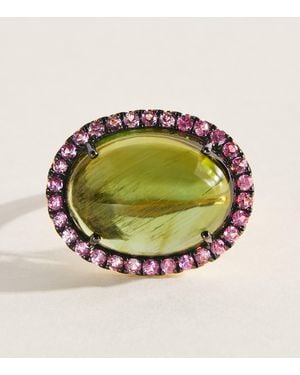 Rosa De La Cruz Sapphire And Tourmaline Cabochon Gem Ring - Green
