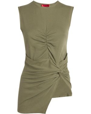 MAX&Co. Ruched Asymmetric Tank Top - Green