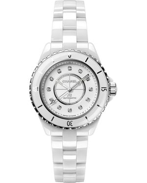 CHANEL Ceramic, Steel And Diamond J12 Calibre 12.2 Watch - White