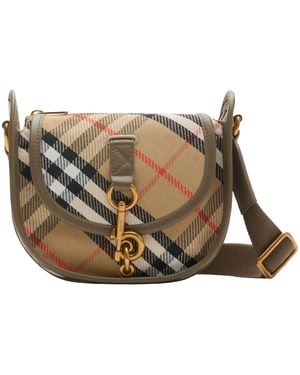 Burberry Mini Check B Clip Messenger Bag - Brown